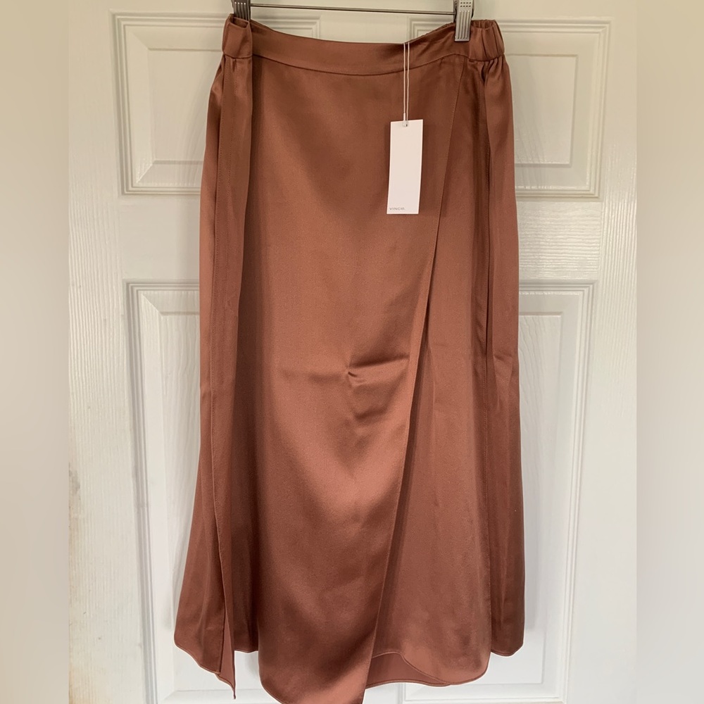 Vince silk skirt rose brown NWT